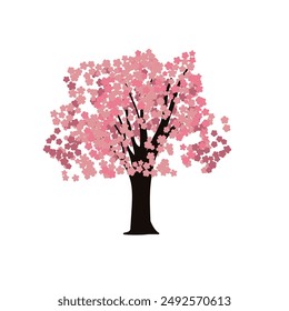 Pink Cherry blossom flower tree clipart vector illustration