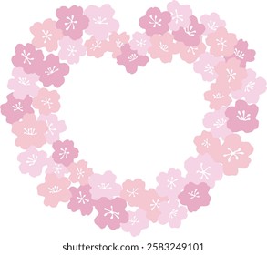 Pink cherry blossom heart frame