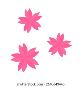 Pink cherry blossom icons. Vector.