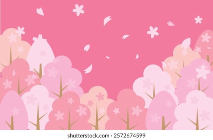 Pink cherry blossom illustration background material