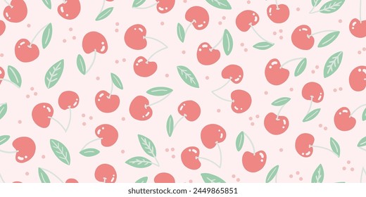 Pink Cherry Blossom Kids Friendly Seamless Vector Pattern for Nursery, kids clothing