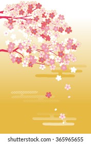 Pink Cherry blossom, sakura flowers . Vector Illustration
