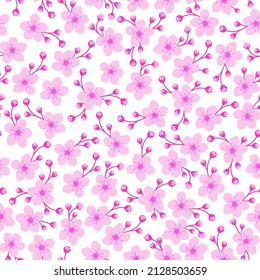 pink cherry blossom seamless pattern. japan floral garden. good for fabric, dress, kimono, wallpaper, etc.
