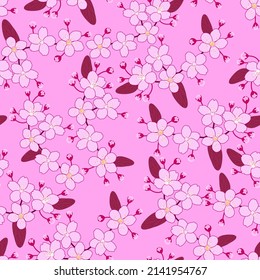 pink cherry blossom seamless pattern. japan floral garden. good for kimono, dress, fabric, fashion, wallpaper, background, etc.