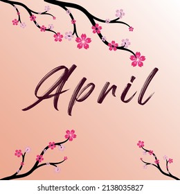 Pink Cherry blossom vector Illustration. Japanese translation is "Spring new life support campaign"