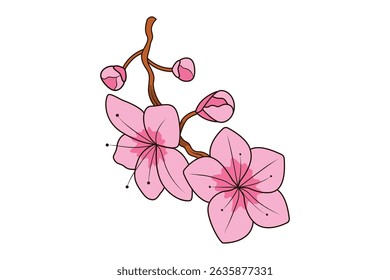 Ilustración vectorial de flor de cerezo rosa