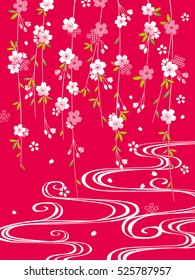 Pink Cherry blossom . Vector Illustration