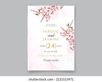 Pink cherry blossom wedding invitations