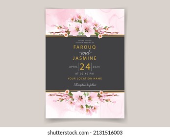 Pink cherry blossom wedding invitations