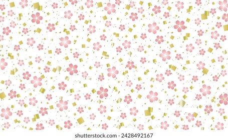 pink Cherry Blossoms and Gold Foil Confetti Backgrounds Web graphics
