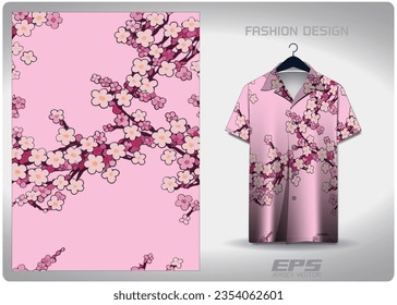 pink cherry blossoms patterned Hawaiian shirt vector background image For making backgrounds for aloha shirt wallpaper or various backdrops.