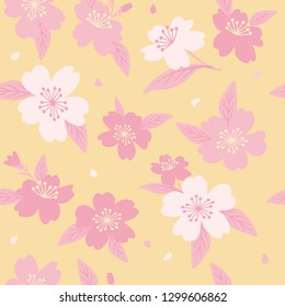 Pink cherry blossoms seamless pattern