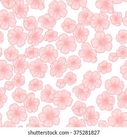 Pink cherry blossoms.Vector seamless pattern