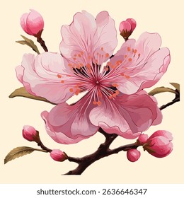 pink Cherry flower art design 