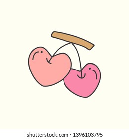 Pink cherry heart design vector