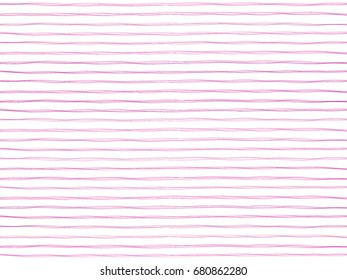 Pink and cherry horizontal lines on white background, wavy stripes seamless pattern. Backdrop, wallpaper with bent curves, textile or fabric with curved lines.