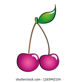 pink cherry icon isolated on white background vector illustration EPS10