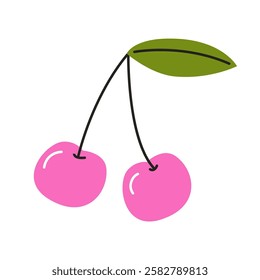 Pink Cherry Illustration Vector Illustration