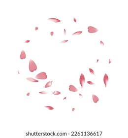 Pink Cherry Petal Vector White Background. White Falling Peach Petal Product. Rose Petal Modern Poster. Invitation Lotus Petal Pattern.