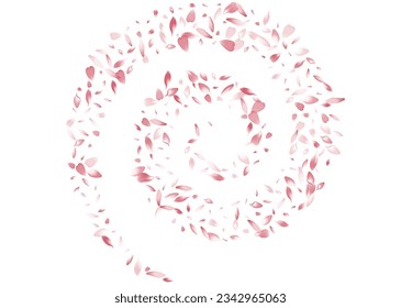 Fondo blanco del vector de cerezo rosado. Transparente Vuelando, Felicitaciones Sakura Petal. Patrón brillante de Lotus Petal. Producto realista de Rose Petal.