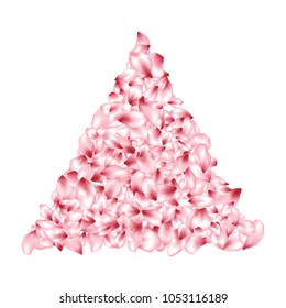 Pink cherry petals flying vector invitation background. Spring falling flower parts confetti, blossom elements floral design. Windy flower blossom petals card vector background.