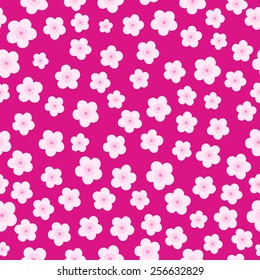 Pink cherry Sakura blossom or Japanese flower tree. Spring backdrop seamless background pattern 