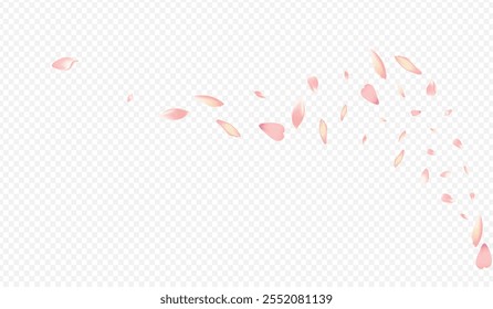 Pink Cherry Vector Transparent Background. Blossom Blur Texture. Lotus Graphic Design. Heart Nature Pattern. Color Sakura Air Backdrop.