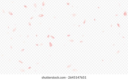 Pink Cherry Vector Transparent Background. Lotus Marriage Banner. Confetti Graphic Template. Leaf SummerDrop Poster. White Flower Rain Pattern.