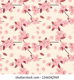 Pink Cherryblossom seamless pattern. Sweet flower concept.