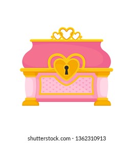 Pink chest on white background. Vector illustration.