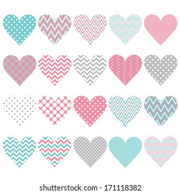 Pink Chevron Polka Dot Heart Shape Pattern