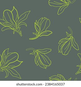 Pink chhrysanthemum chamomile seamless pattern. Hand drawn illustration. Premium design for fabric, bed linen, home textile, wrapping paper, wallpaper, fashion