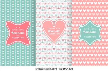 Pink chic seamless pattern background. Vector illustration for design. Abstract geometric frame. Stylish decorative label set Art decoration texture wallpaper package Elegant fashion simple border