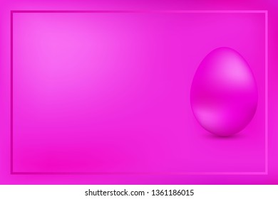 Pink chicken egg o pink background with frame. Design element. Happy easter. Greeting card with copy space. Pink egg. Vector illustration.