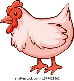 Pink chicken on white background illustration