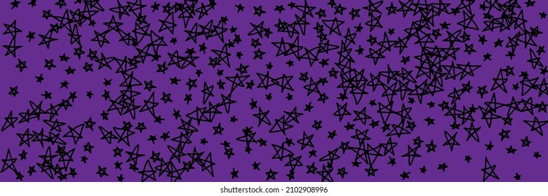 Pink Childish Naive Simple Emo Purple Stars Night Stars Background. Violet Lavender Black Bright Vibrant Sky Handdrawn Stars. Art Vivid Kids Dark Chaotic Black Chaotic Handdrawn Picture.
