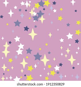 Pink Children Magic Winter Indigo Night Wallpaper. Color Kids Yellow Girl Holiday Pattern. Blue New Year Bright Christmas Pastel White Design Pic. Multicolor Sky Stars Print Mystery Wallpaper.