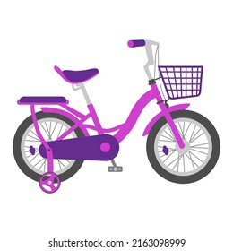 Pink children's bike. Vector illustration.