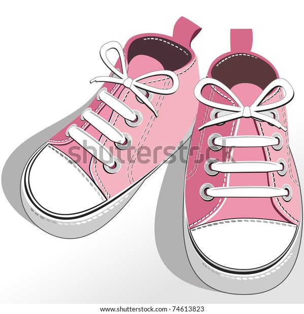 Pink Childrens Young Adult Shoes Pair Stock Vector (Royalty Free) 74613823