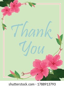 pink chinese rose flower on beautiful card vector design