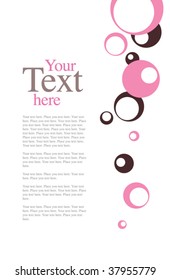 Pink and Chocolate Brown Retro Circle Invitation Template