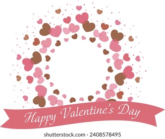 pink and chocolate color cute hearts and ribbons valentine title frame illustration