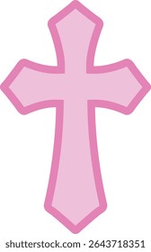 Pink Christian Cross Flat Style Illustration.
Cute Religious Symbol Vector Isolated.
Transparent background. 