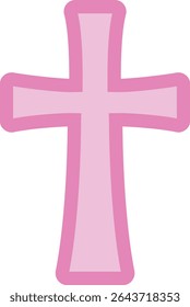 Pink Christian Cross Flat Style Illustration.
Cute Religious Symbol Vector Isolated.
Transparent background. 