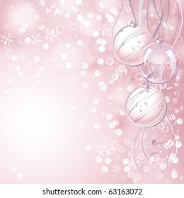 fondo de Navidad rosa con tres bolas