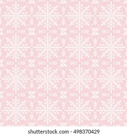 Pink christmas background with seamless pattern. Ideal for printing onto fabric and paper or scrap booking. Vector illustration