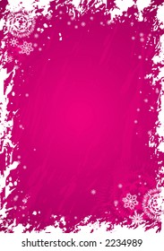 Pink christmas background with snowflakes