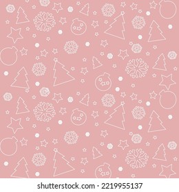 Pink Christmas background vector illustration.