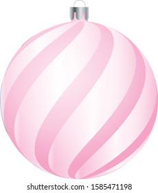 Pink christmas ball isolated on white background. Vector illustration