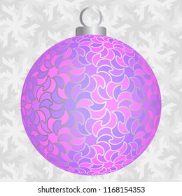 Pink christmas ball with silver flowers.